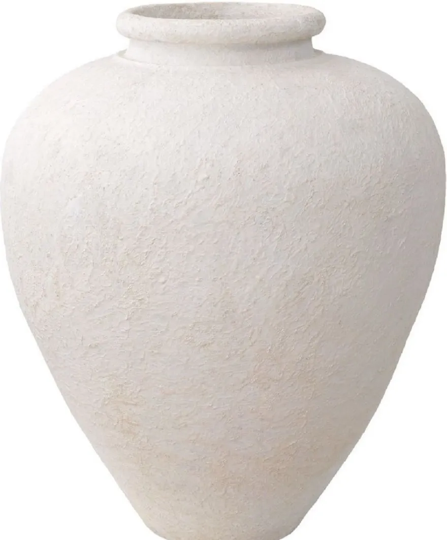 Casa Padrino Luxus Tonvase Matt Weiß Ø 64 x H. 83 cm - Handgefertigte Runde Deko Vase - Wohnzimmer Deko - Garten Deko - Deko Accessoires