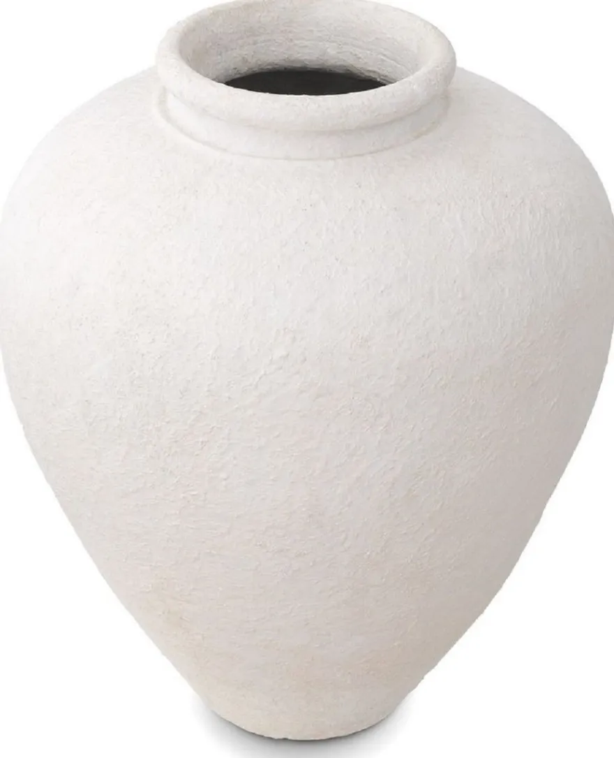 Casa Padrino Luxus Tonvase Matt Weiß Ø 64 x H. 83 cm - Handgefertigte Runde Deko Vase - Wohnzimmer Deko - Garten Deko - Deko Accessoires