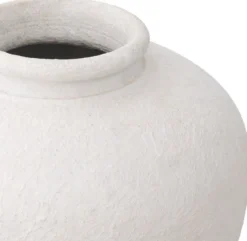 Casa Padrino Luxus Tonvase Matt Weiß Ø 64 x H. 83 cm - Handgefertigte Runde Deko Vase - Wohnzimmer Deko - Garten Deko - Deko Accessoires