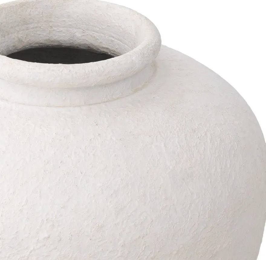 Casa Padrino Luxus Tonvase Matt Weiß Ø 64 x H. 83 cm - Handgefertigte Runde Deko Vase - Wohnzimmer Deko - Garten Deko - Deko Accessoires