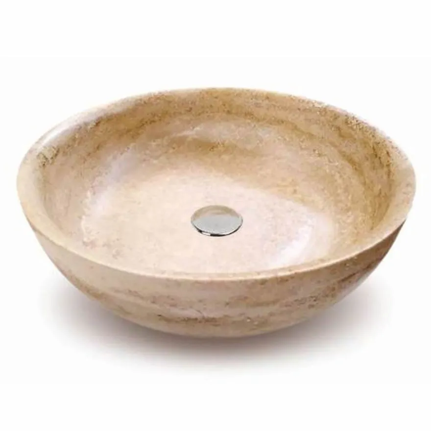 Casa Padrino Luxus Travertin Waschbecken Schale Beige Ø 40 cm - Badezimmer Accessoires