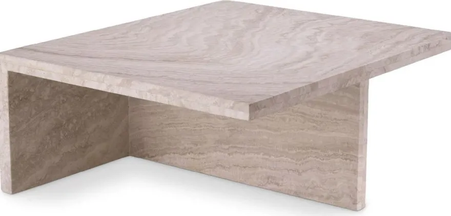 Casa Padrino Luxus Travertin Couchtisch Beige 70 x 60 x H. 28 cm - Naturstein Wohnzimmertisch - Wohnzimmer Möbel - Naturstein Möbel - Travertin Möbel - Luxus Möbel - Luxus Einrichtung