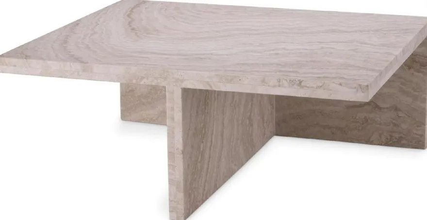 Casa Padrino Luxus Travertin Couchtisch Beige 70 x 60 x H. 28 cm - Naturstein Wohnzimmertisch - Wohnzimmer Möbel - Naturstein Möbel - Travertin Möbel - Luxus Möbel - Luxus Einrichtung