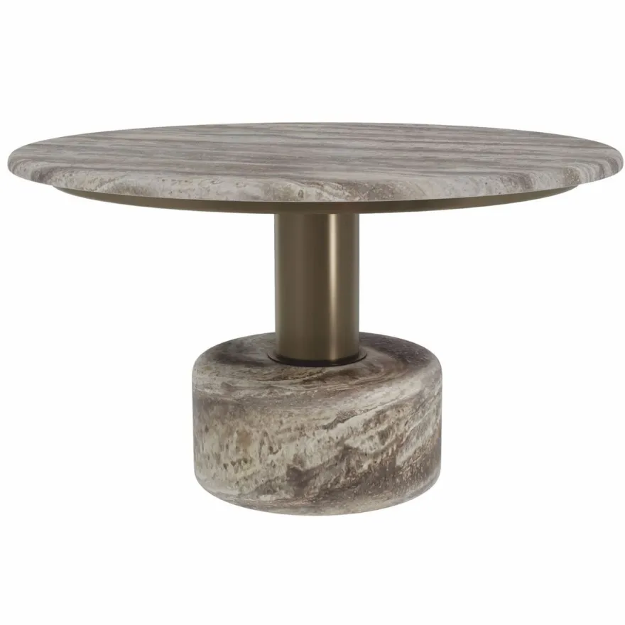 Casa Padrino Luxus Travertin Couchtisch Grau Ø 70 cm - Luxus Wohnzimmer Möbel