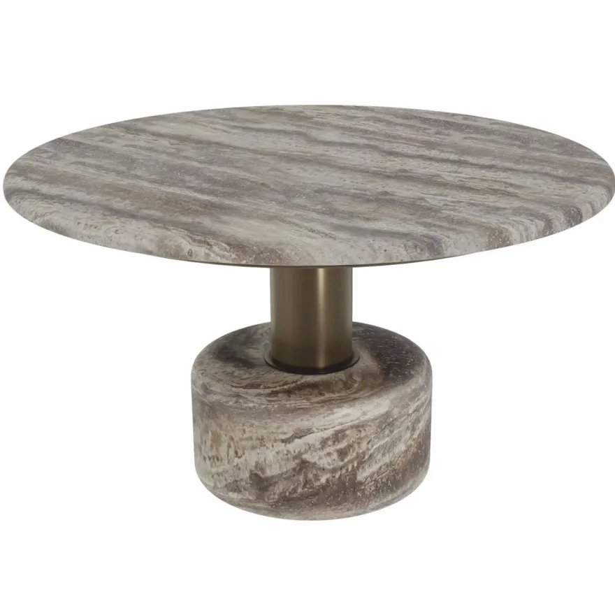 Casa Padrino Luxus Travertin Couchtisch Grau Ø 70 cm - Luxus Wohnzimmer Möbel