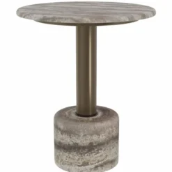 Casa Padrino Luxus Travertin Beistelltisch Grau Ø 50 x H. 60 cm - Travertin Möbel