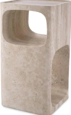 Casa Padrino Luxus Travertin Beistelltisch Beige 30,5 x 30,5 x H. 56,5 cm - Naturstein Beistelltisch - Wohnzimmer Möbel - Hotel Möbel - Travertin Möbel - Luxus Möbel - Luxus Einrichtung