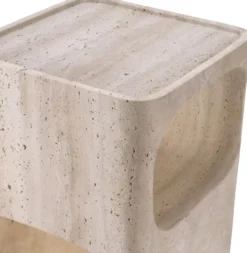 Casa Padrino Luxus Travertin Beistelltisch Beige 30,5 x 30,5 x H. 56,5 cm - Naturstein Beistelltisch - Wohnzimmer Möbel - Hotel Möbel - Travertin Möbel - Luxus Möbel - Luxus Einrichtung