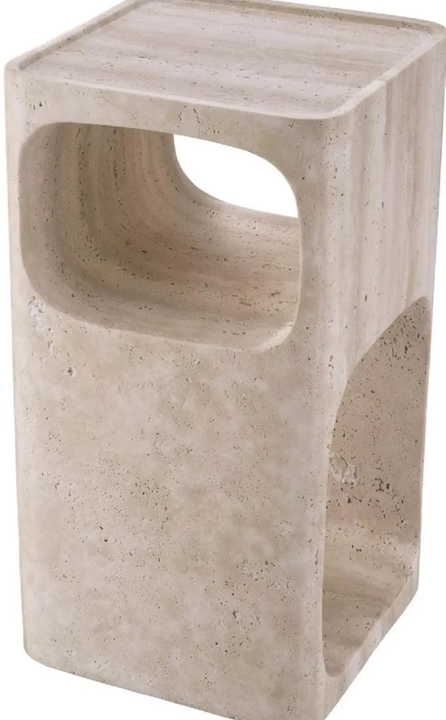 Casa Padrino Luxus Travertin Beistelltisch Beige 30,5 x 30,5 x H. 56,5 cm - Naturstein Beistelltisch - Wohnzimmer Möbel - Hotel Möbel - Travertin Möbel - Luxus Möbel - Luxus Einrichtung