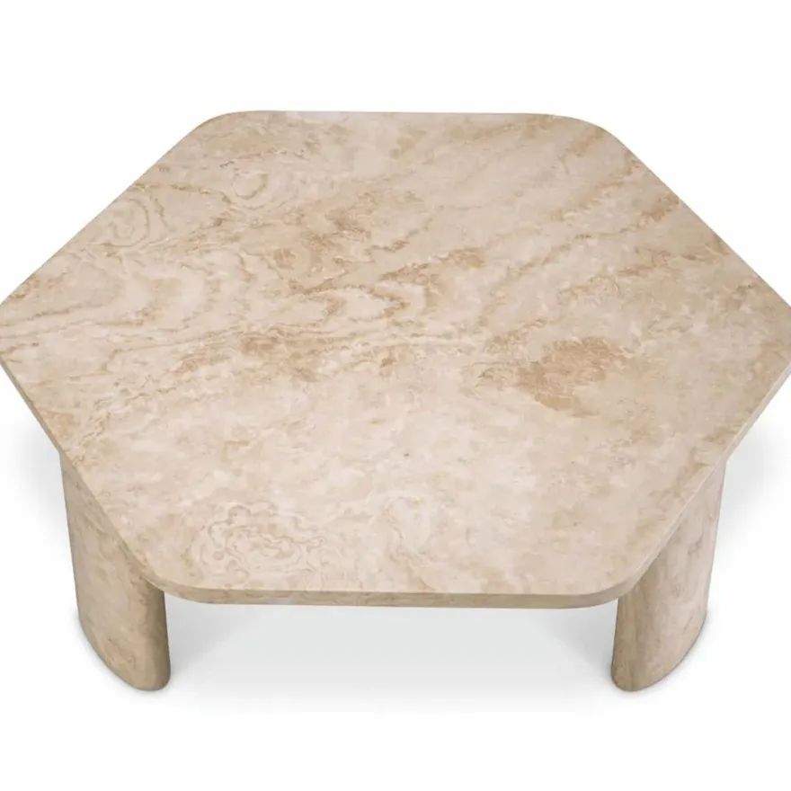 Casa Padrino Luxus Travertin Couchtisch Beige 101 cm - Travertin Wohnzimmer Möbel