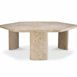 Casa Padrino Luxus Travertin Couchtisch Beige 101 cm - Travertin Wohnzimmer Möbel