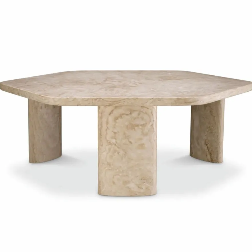 Casa Padrino Luxus Travertin Couchtisch Beige 101 cm - Travertin Wohnzimmer Möbel