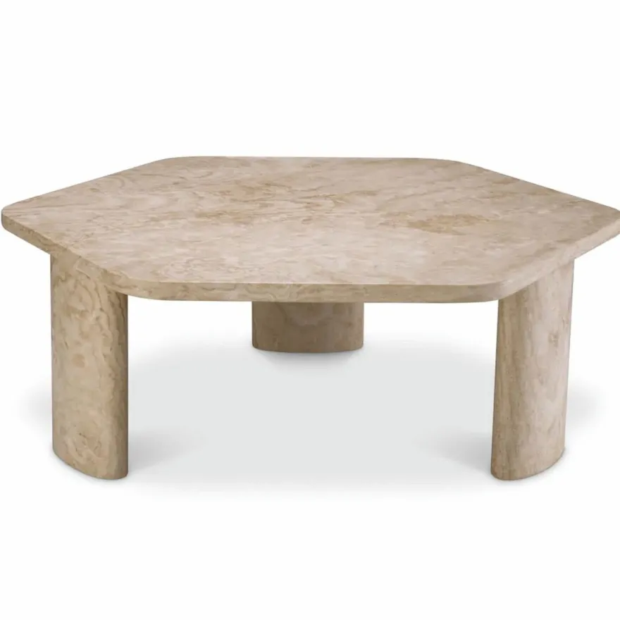 Casa Padrino Luxus Travertin Couchtisch Beige 101 cm - Travertin Wohnzimmer Möbel