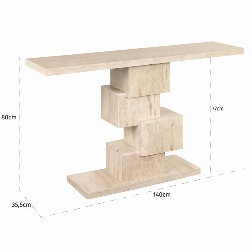 Casa Padrino Luxus Travertin Konsole Beige 140 cm - Luxus Naturstein Möbel