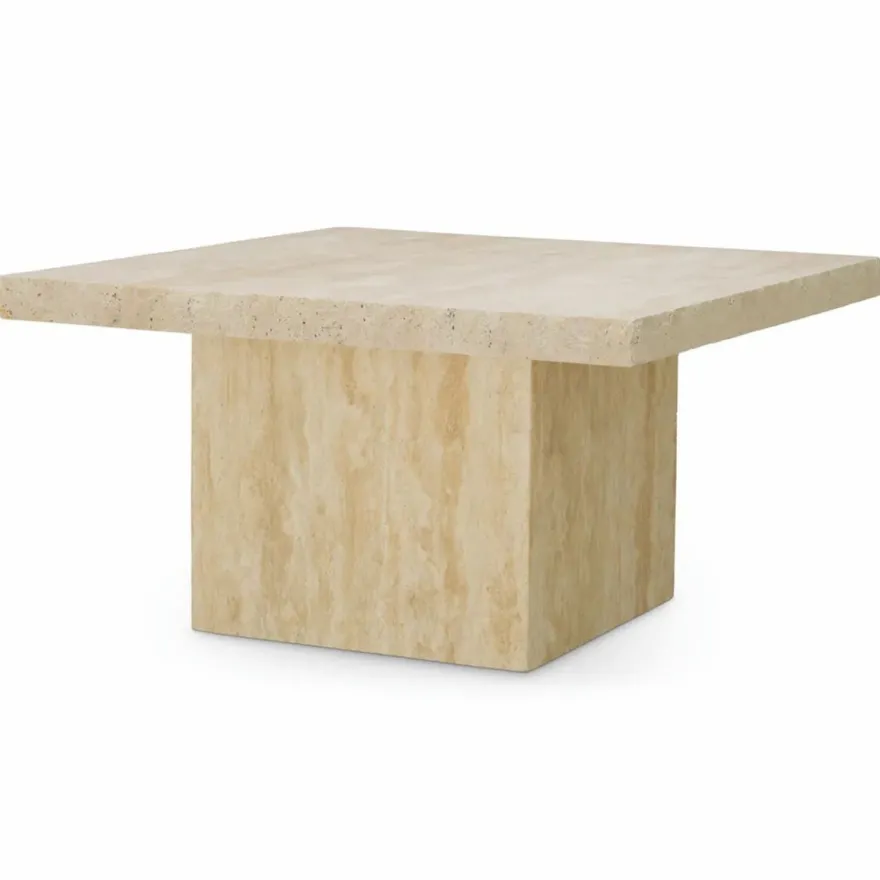 Casa Padrino Luxus Travertin Couchtisch Beige 65,5 cm - Travertin Wohnzimmer Möbel