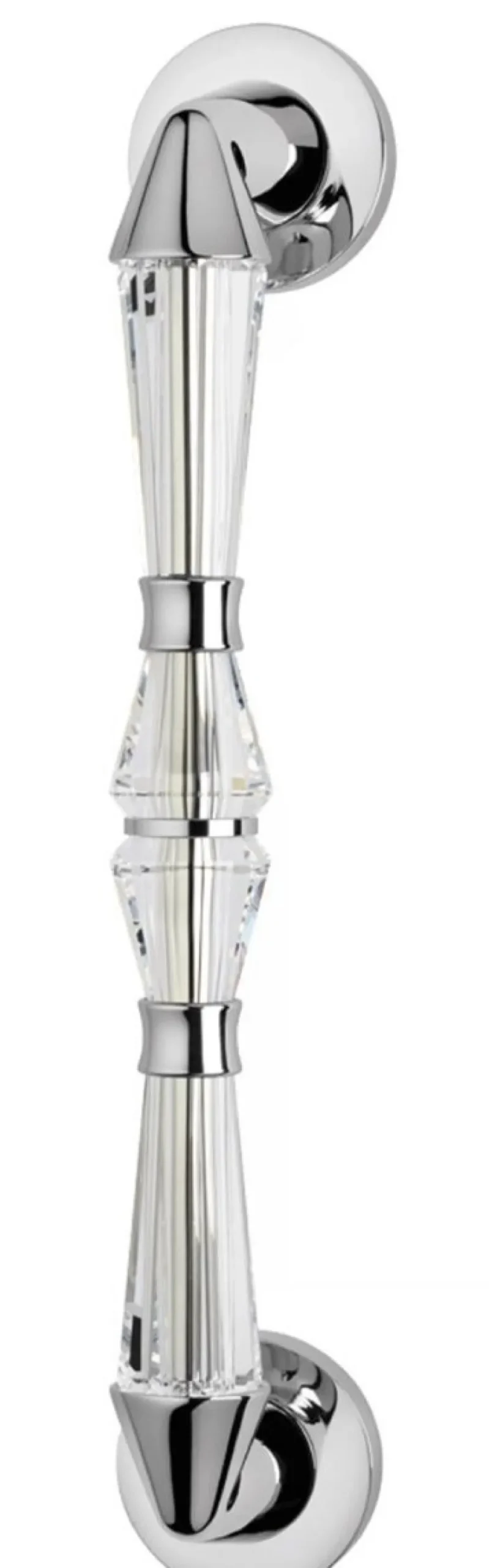Casa Padrino Luxus Türgriff Set Silber 5,2 x 30,4 cm - Verchromte Messing Türgriffe mit Swarovski Kristallglas