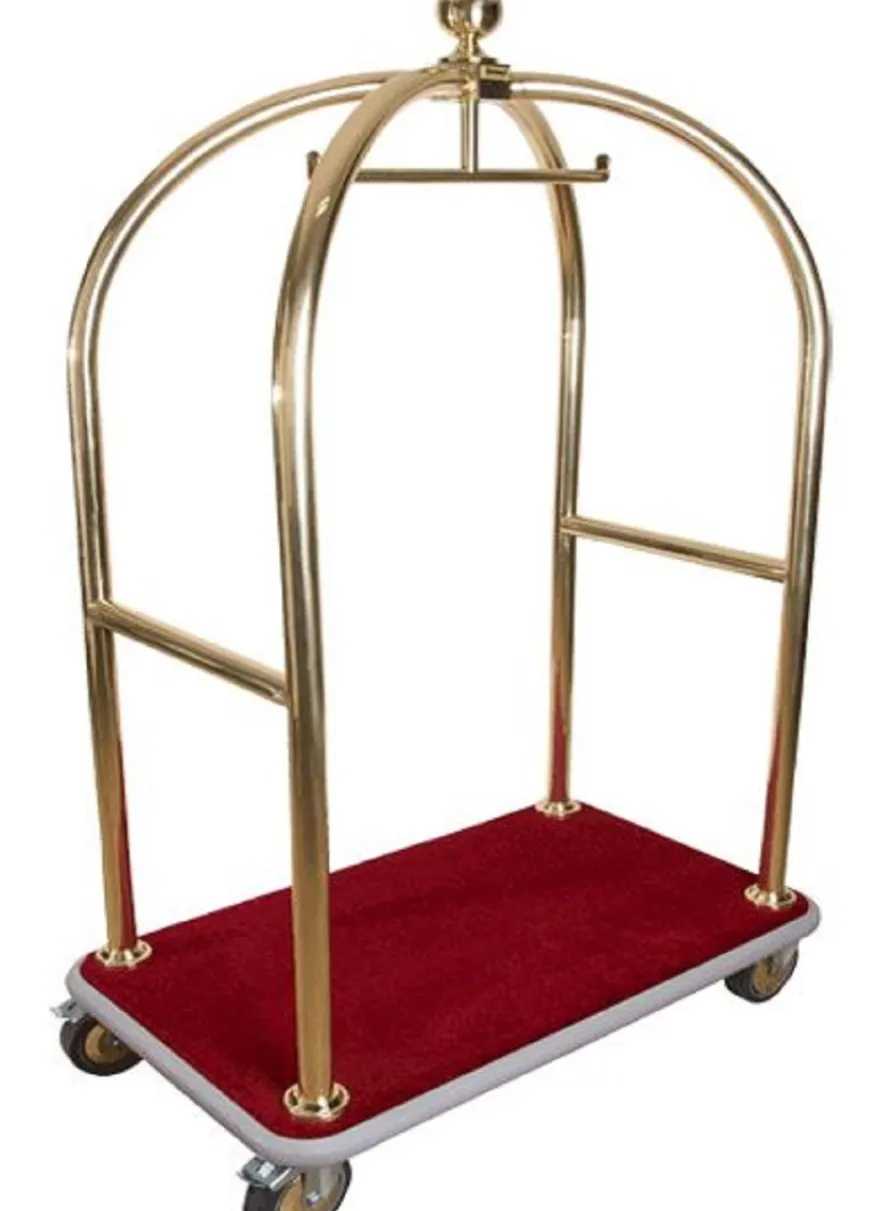 Casa Padrino Luxus Trolley Gold / Rot 105 x 65 x H. 193 cm - Hotel Accessoires - Luxus Accessoires
