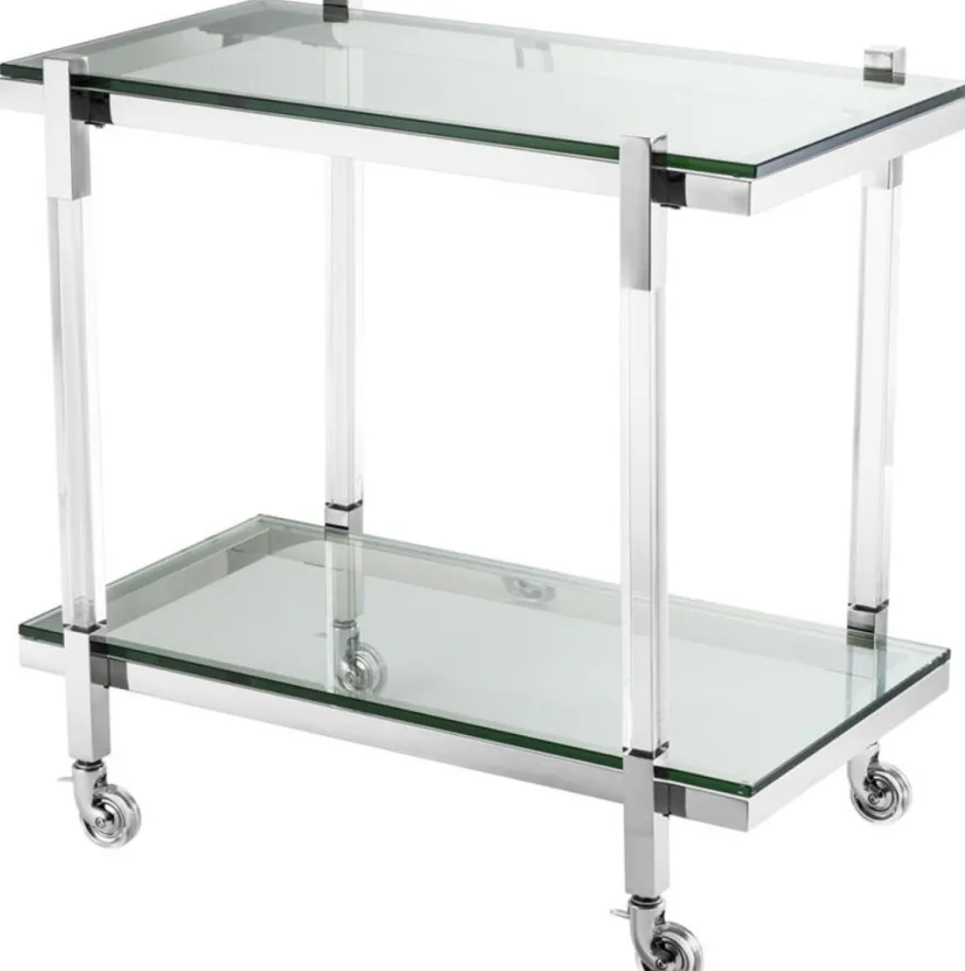 Casa Padrino Luxus Trolley / Servierwagen Silber 80 x 48 x H. 77,5 cm - Hotel Restaurant Gastronomie Accessoires