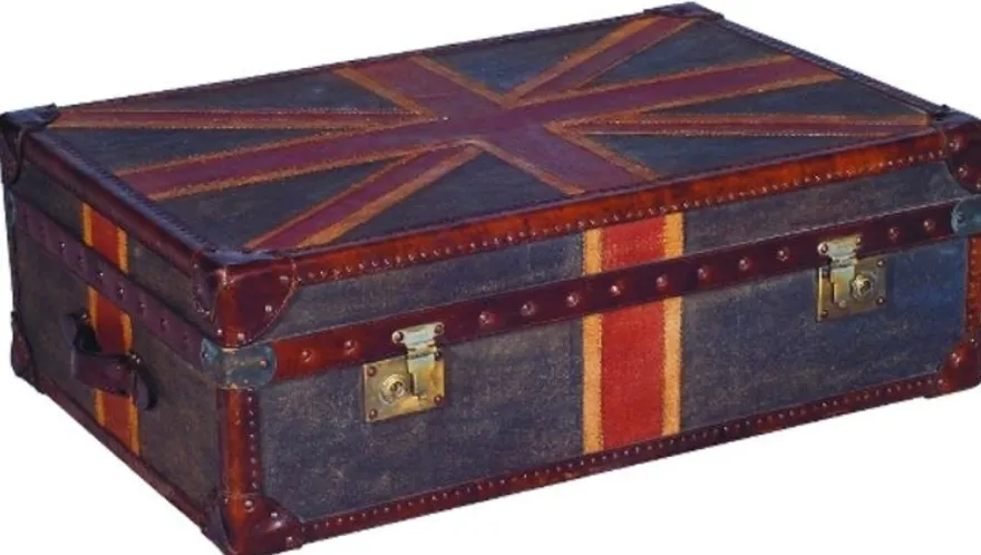 Casa Padrino Luxus Truhe Union Jack im Koffer-Design, mehrfarbig, 90 x 60 x H. 30 cm