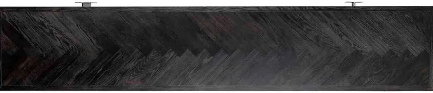 Casa Padrino Luxus TV Schrank Schwarz / Silber 220 x 42,5 x H. 60 cm - Massivholz Sideboard mit 4 Türen - Wohnzimmer Möbel - Hotel Möbel - Luxus Kollektion