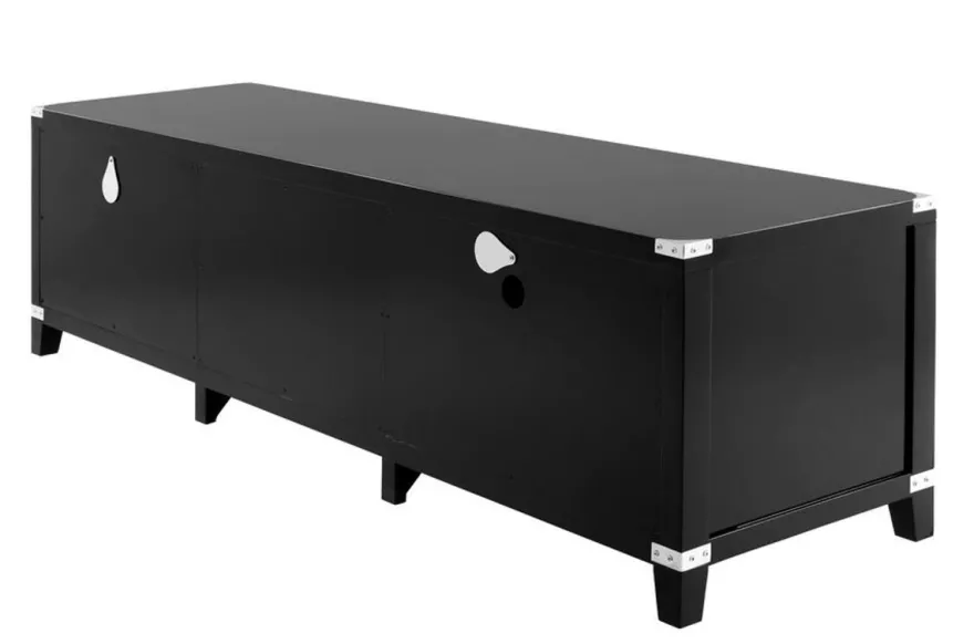 Casa Padrino Luxus TV-Schrank aus Birkenholz in Schwarz und Nickel, 180 x 50 x H. 50 cm