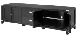 Casa Padrino Luxus TV-Schrank aus Birkenholz in Schwarz und Nickel, 180 x 50 x H. 50 cm