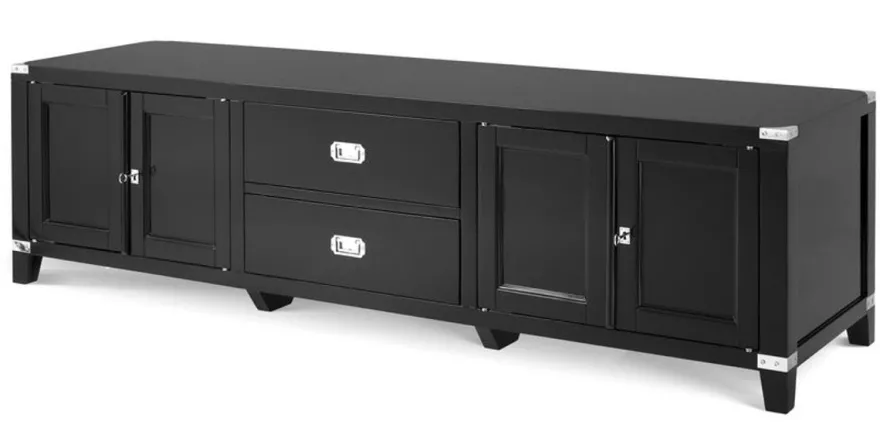 Casa Padrino Luxus TV-Schrank aus Birkenholz in Schwarz und Nickel, 180 x 50 x H. 50 cm