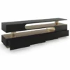 Casa Padrino Luxus TV Schrank Schwarz / Bronze 224 cm - Wohnzimmer & Hotel Möbel
