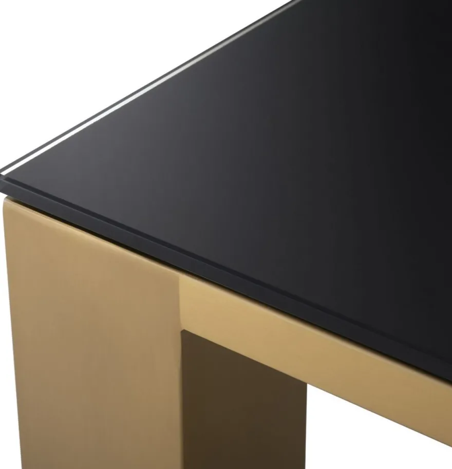 Casa Padrino Luxus TV Schrank Messingfarben / Schwarz 195 x 55 x H. 38 cm - Edelstahl Sideboard mit Glasplatten - Luxus Wohnzimmer Möbel