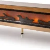 Casa Padrino Luxus TV Schrank mit LED Elektrokamin und Fernbedienung Gold 180 cm