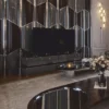 Casa Padrino Luxus TV Schrank Grau / Dunkelbraun / Silber 233 cm - Wohnzimmer & Hotel Möbel