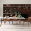 Casa Padrino Luxus TV Schrank Dunkelbraun / Braun / Messing 576 x 60 x H. 224 cm - Riesiger Massivholz Wohnzimmer Schrank - Wohnzimmer Möbel - Hotel Möbel - Luxus Möbel