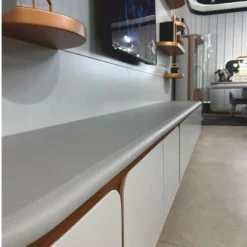 Casa Padrino Luxus TV Sideboard Weiß / Grau / Kupfer 400 cm - Wohnzimmer & Hotel Möbel