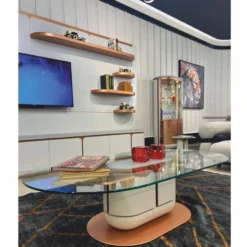 Casa Padrino Luxus TV Sideboard Weiß / Grau / Kupfer 400 cm - Wohnzimmer & Hotel Möbel