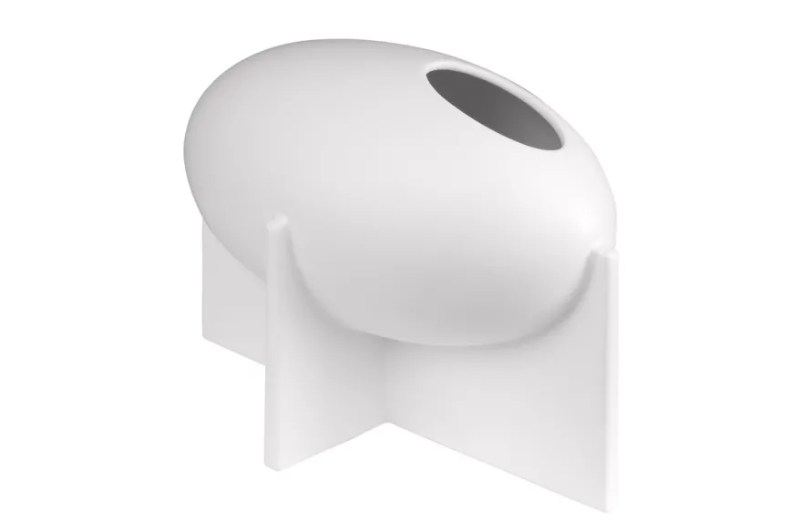 Casa Padrino Luxus Vase Antikweiß 30 x 18 x H. 21 cm - Breite Steingut Vase der OVO Serie mit Old White Glasur - Luxus Deko Accessoires
