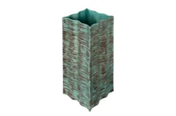 Casa Padrino Luxus Vase Blau 21 x 21 x H. 53 cm - Schlanke hohe Steingut Vase im Rustic Blue Finish - Luxus Deko Accessoires