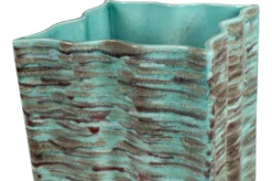 Casa Padrino Luxus Vase Blau 21 x 21 x H. 53 cm - Schlanke hohe Steingut Vase im Rustic Blue Finish - Luxus Deko Accessoires