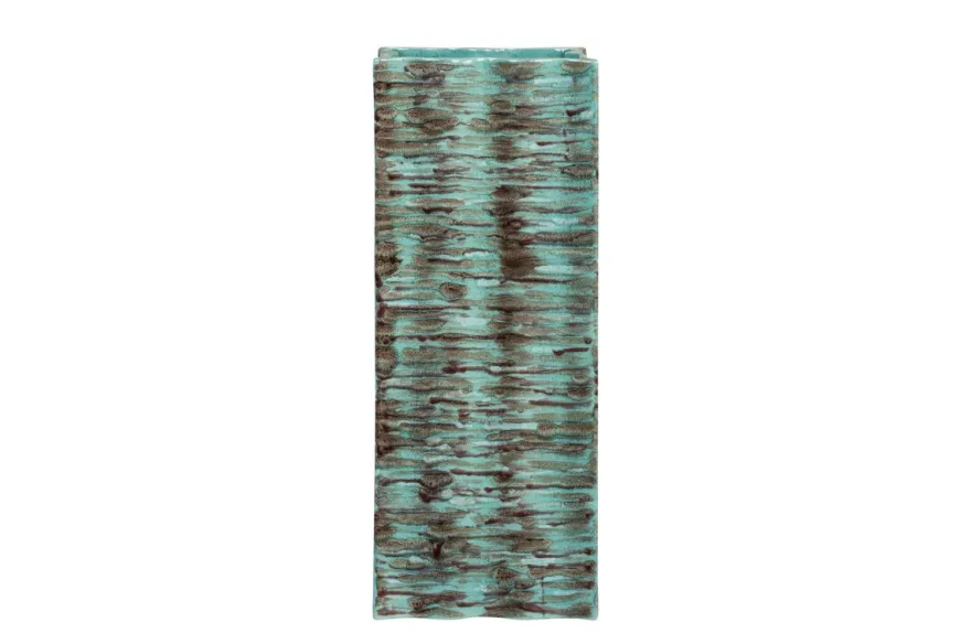 Casa Padrino Luxus Vase Blau 21 x 21 x H. 53 cm - Schlanke hohe Steingut Vase im Rustic Blue Finish - Luxus Deko Accessoires