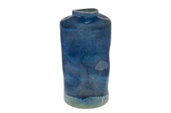 Casa Padrino Luxus Vase Blau Ø 23,5 x H. 41,5 cm - Hohe runde Vase aus feinem Porzellan in kräftigem Blau - Luxus Deko Accessoires