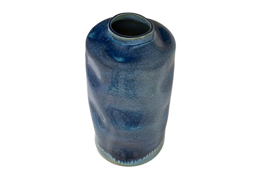 Casa Padrino Luxus Vase Blau Ø 23,5 x H. 41,5 cm - Hohe runde Vase aus feinem Porzellan in kräftigem Blau - Luxus Deko Accessoires