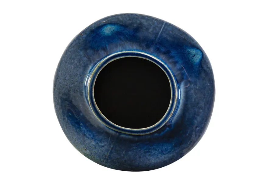 Casa Padrino Luxus Vase Blau Ø 23,5 x H. 41,5 cm - Hohe runde Vase aus feinem Porzellan in kräftigem Blau - Luxus Deko Accessoires