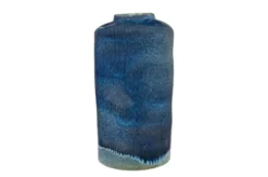 Casa Padrino Luxus Vase Blau Ø 23,5 x H. 41,5 cm - Hohe runde Vase aus feinem Porzellan in kräftigem Blau - Luxus Deko Accessoires