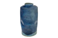 Casa Padrino Luxus Vase Blau Ø 23,5 x H. 41,5 cm - Hohe runde Vase aus feinem Porzellan in kräftigem Blau - Luxus Deko Accessoires