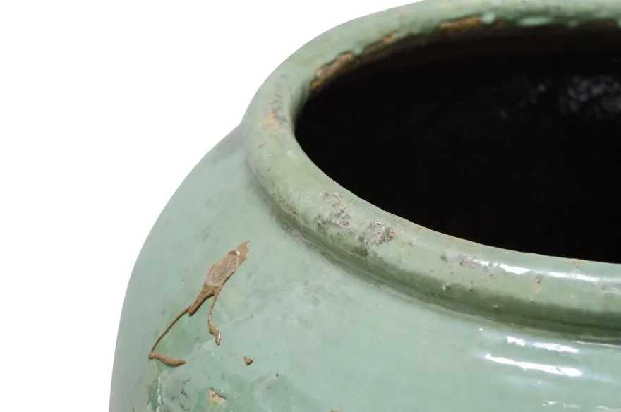 Casa Padrino Luxus Vase Grün Ø 65-70 x H. 75-80 cm - Riesige Bodenvase in Jadegrün im Antik-Look - Luxus Deko Accessoires