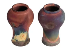 Casa Padrino Luxus Vase Kupferfarben Ø 22 x H. 34 cm - Deko Vase aus Steingut mit matter kupferfarbener Oberfläche im Raku-Stil - Luxus Deko Accessoires
