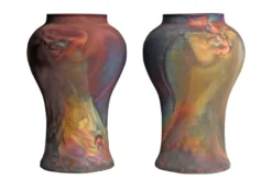 Casa Padrino Luxus Vase Kupferfarben Ø 22 x H. 34 cm - Deko Vase aus Steingut mit matter kupferfarbener Oberfläche im Raku-Stil - Luxus Deko Accessoires