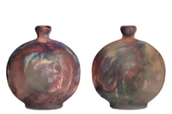 Casa Padrino Luxus Vase Kupferfarben 21 x 13 x H. 24 cm - Raku Vase aus Steingut mit matter Kupferglasur - Luxus Deko Accessoires