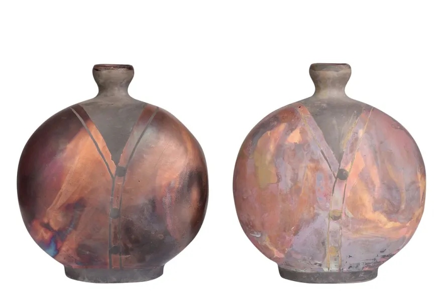 Casa Padrino Luxus Vase Kupferfarben 21 x 13 x H. 24 cm - Steingut Vase im Raku Stil mit Copper Matt Glasur - Luxus Deko Accessoires