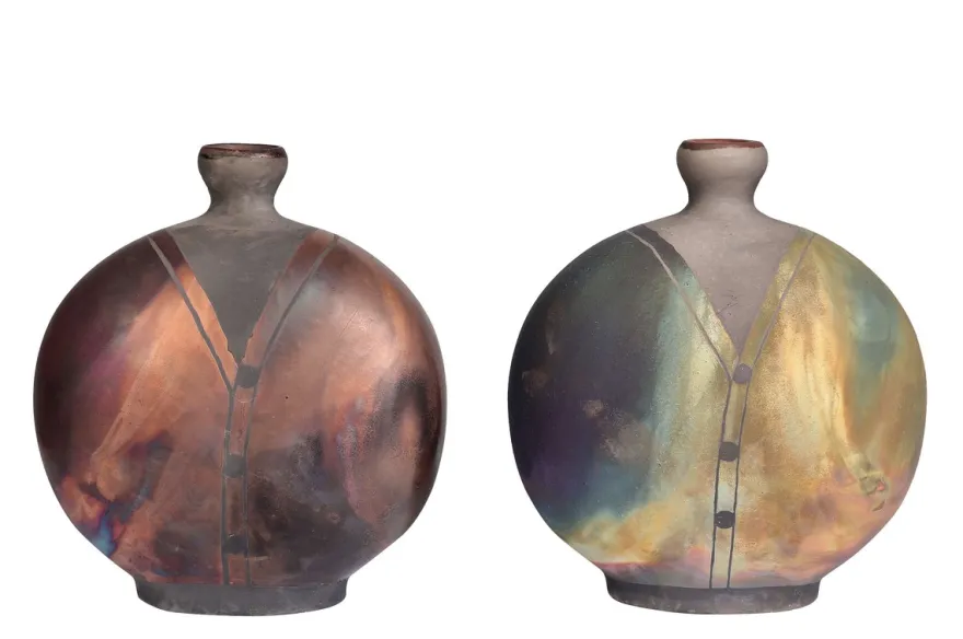 Casa Padrino Luxus Vase Kupferfarben 21 x 13 x H. 24 cm - Steingut Vase im Raku Stil mit Copper Matt Glasur - Luxus Deko Accessoires
