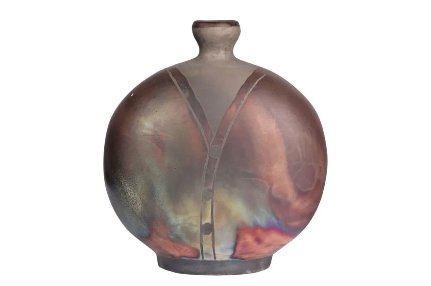 Casa Padrino Luxus Vase Kupferfarben 21 x 13 x H. 24 cm - Steingut Vase im Raku Stil mit Copper Matt Glasur - Luxus Deko Accessoires